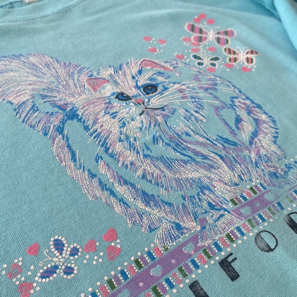 Vintage Cat Lover’s 80s Longline Sweatshirt Dress Grannycore Size L estimated - Picture 6 of 6